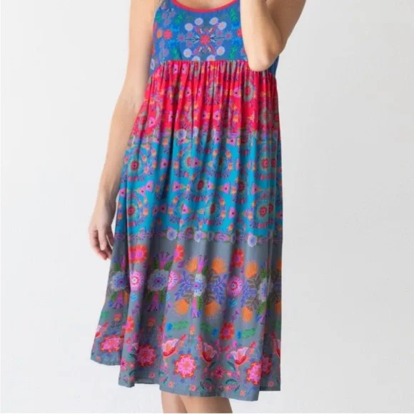 🌙NATURAL LIFE Gigi Midi Dress - Red Blue Floral🌙 - Picture 5 of 8